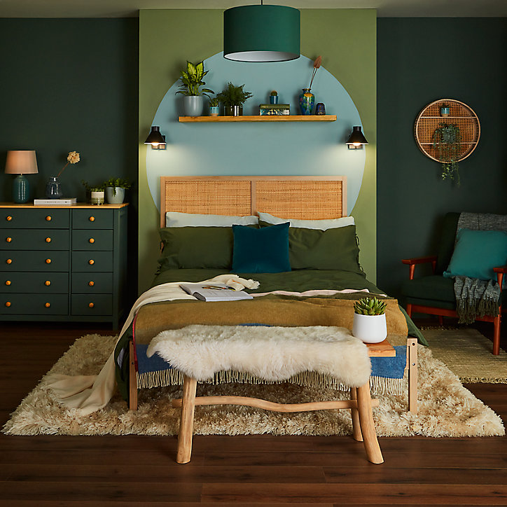 Peinture intérieure couleur murs, boiseries et radiateurs GoodHome satin ballina vert 2.5L