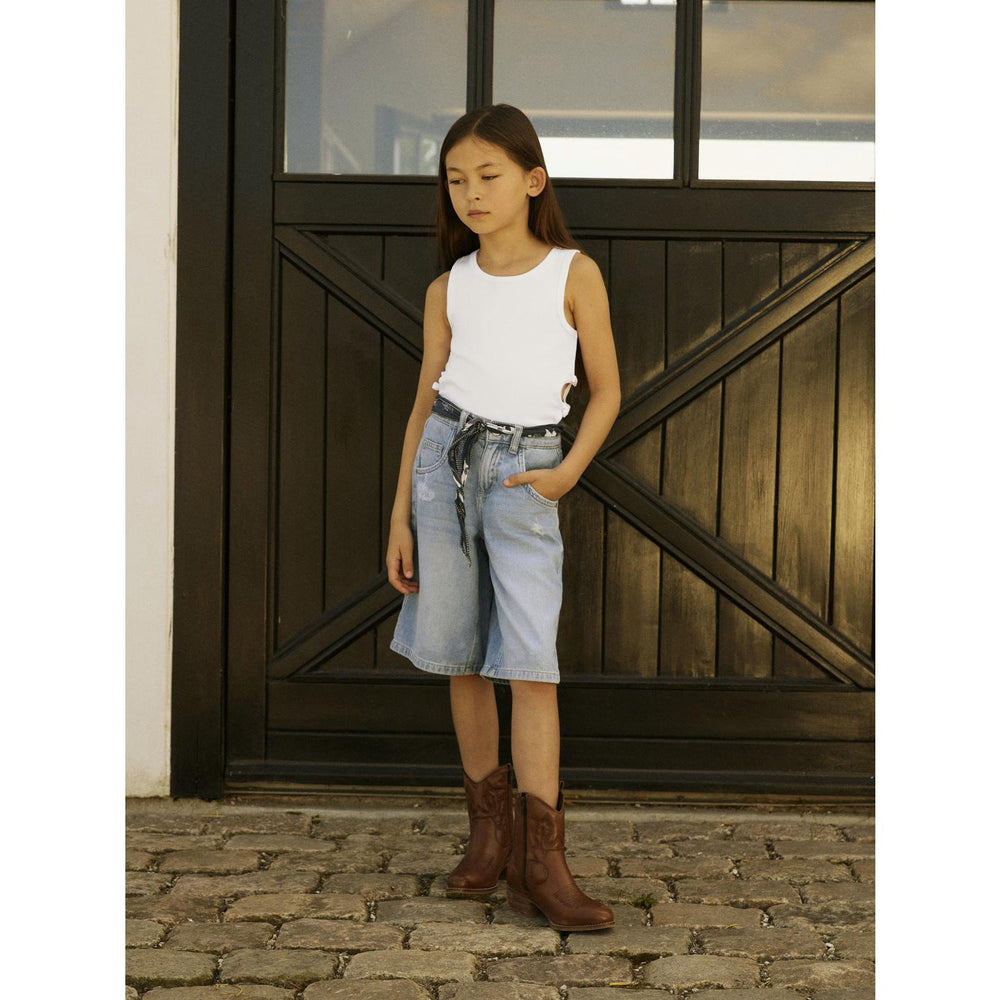 Køb Name It Medium Blue Denim Bella Skater Shorts