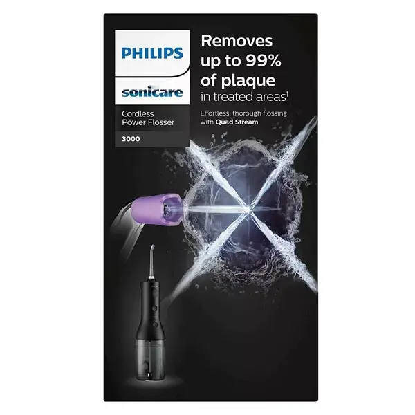 Irrigador oral sem fio Philips Sonicare 3000 com jato de água, preto