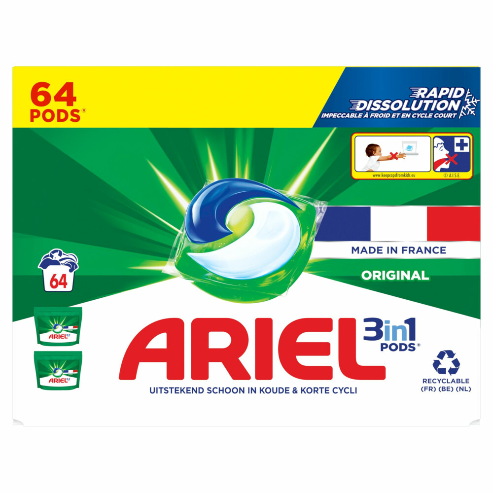 Ariel 3in1 Wasmiddel Pods Original64 stuks