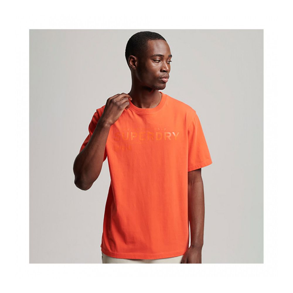 Superdry CODE STACKED LOGO - Tee-shirt Homme sunset red