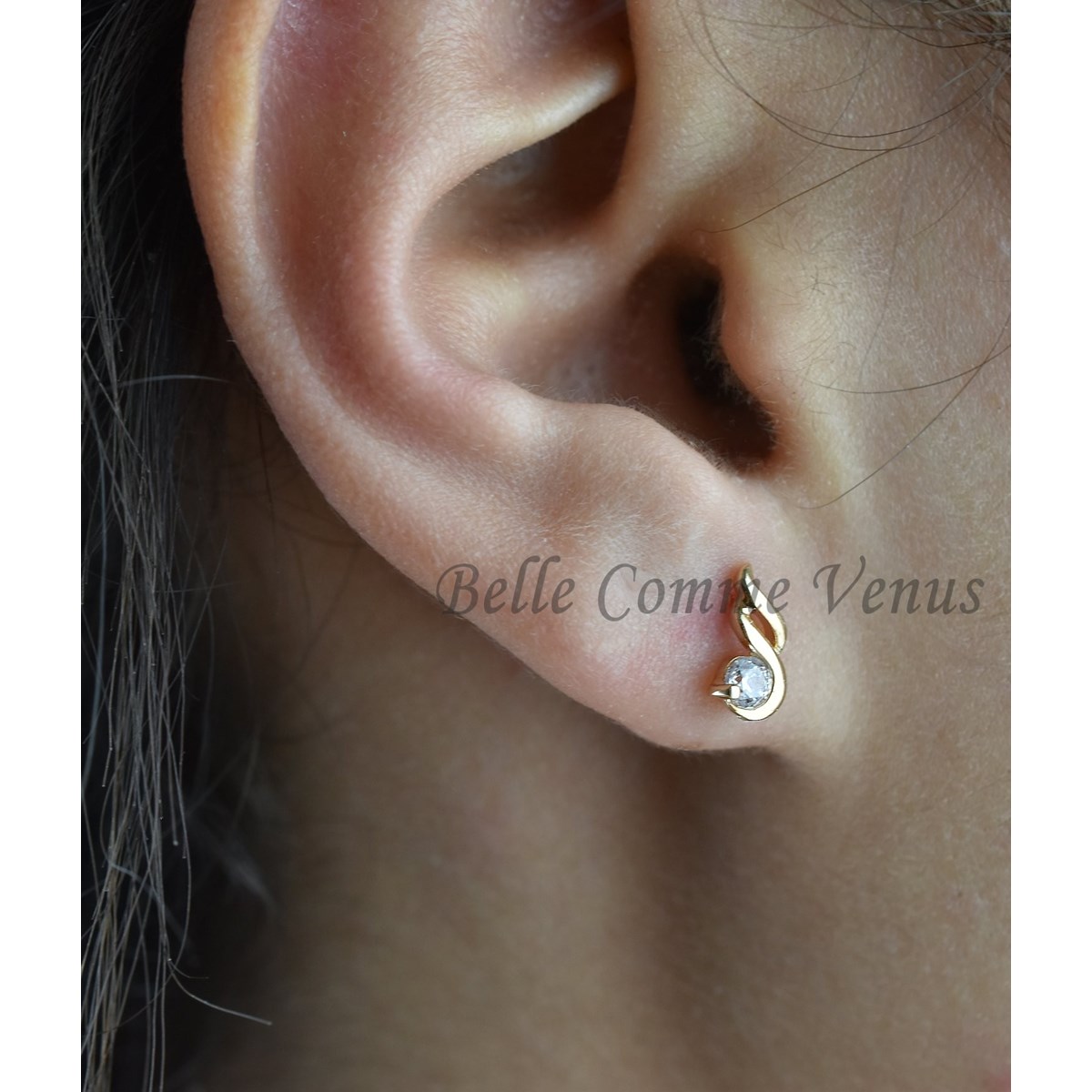 Boucles d'oreilles torsade oxyde de zirconium Plaqué OR 750 3 microns