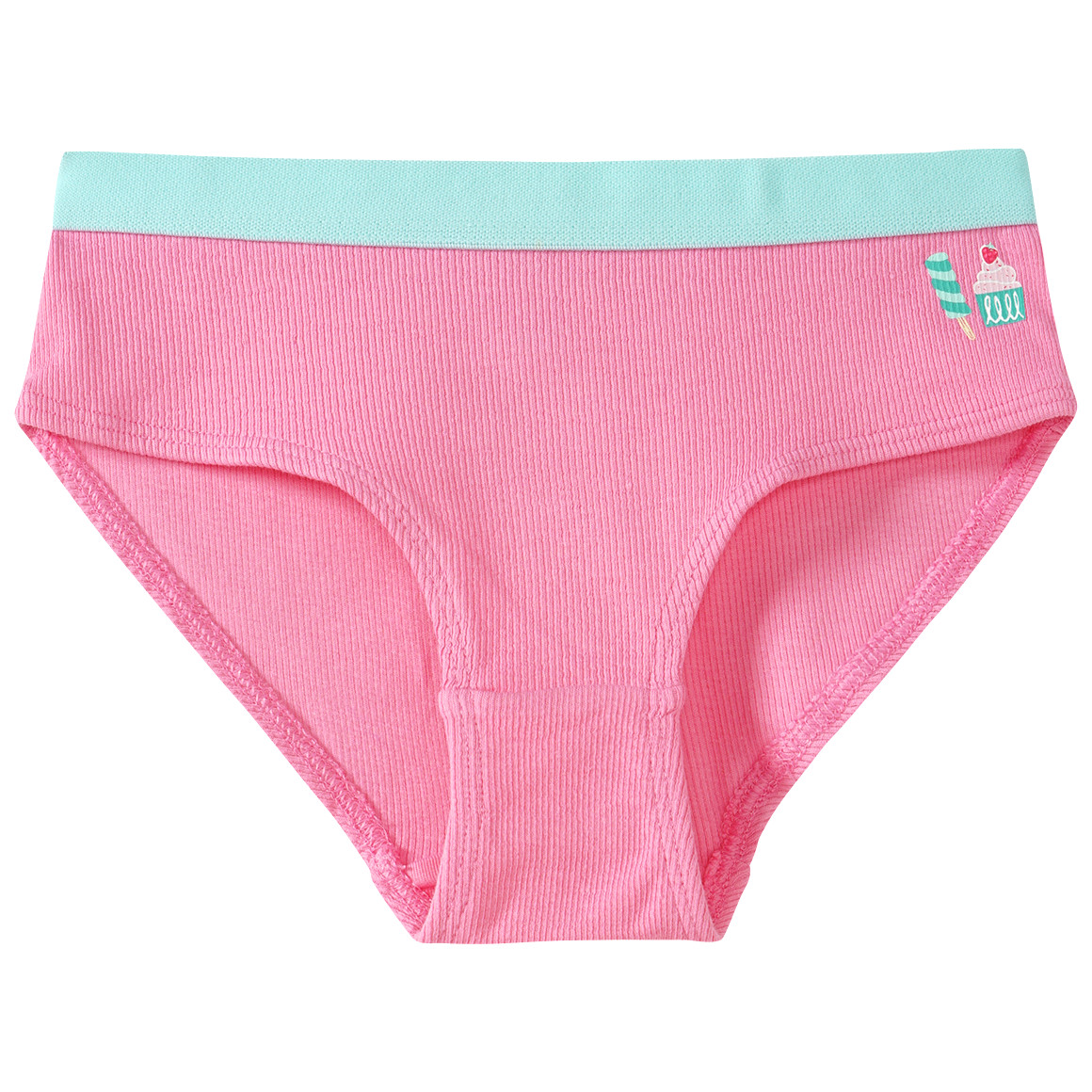 Famy 3 Mädchen Slips mit Rippstruktur weiss / helltürkis / rosa