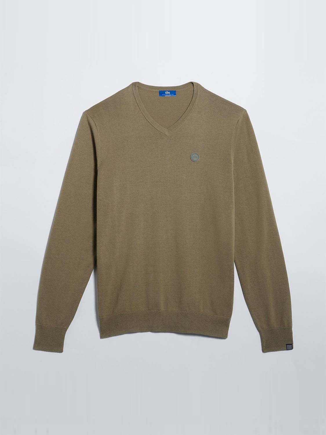 Pull Homme Col V Coton Biologique Lichen