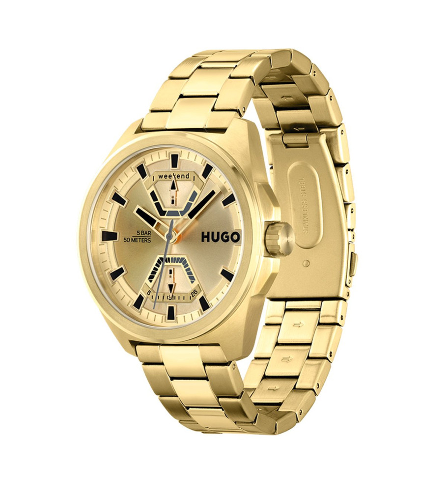 Relógio analógico HUGO Gold Expose