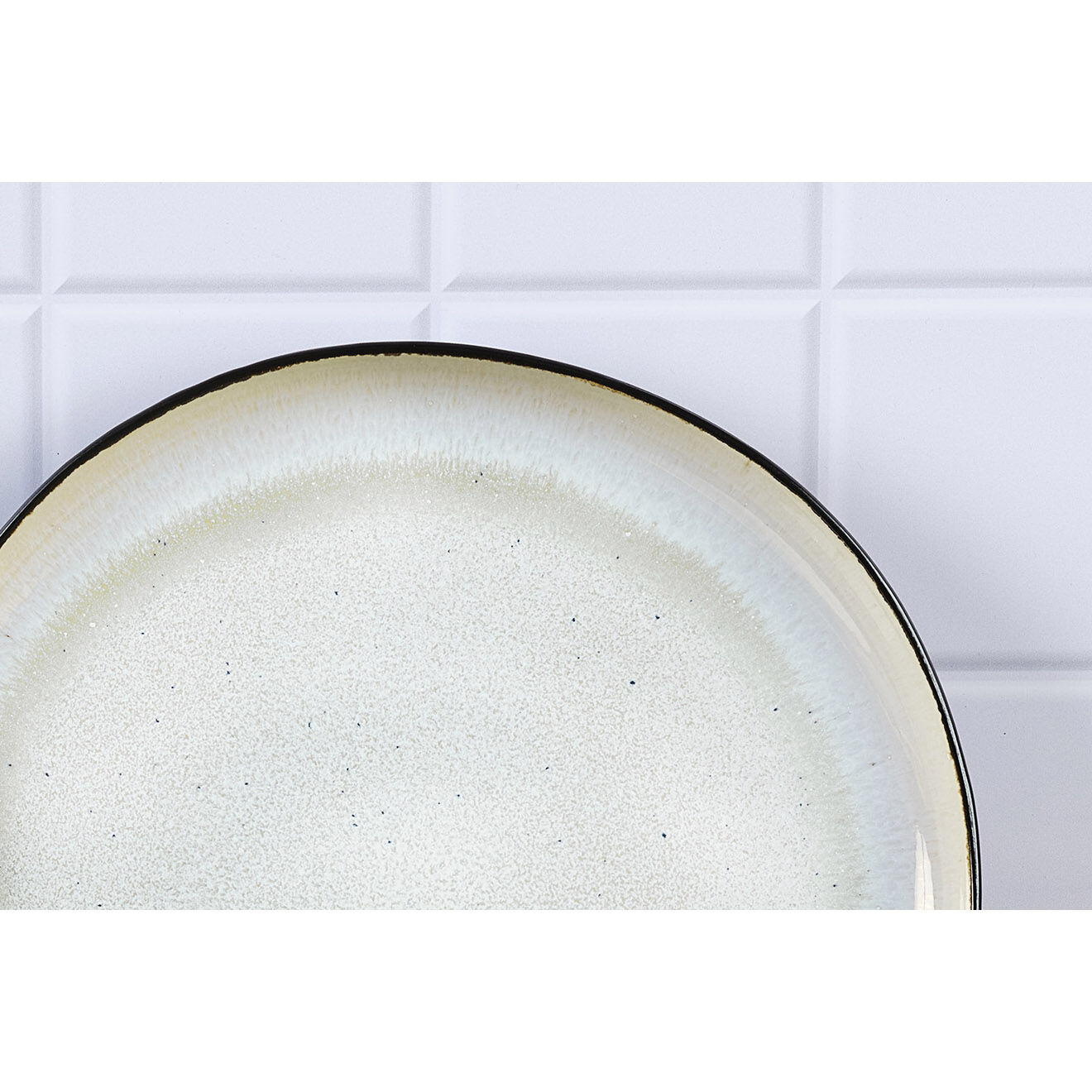 Bjorn 2 Plateaux de service en Grès Iris blanc/ivoire - 32x32x3.5 cm