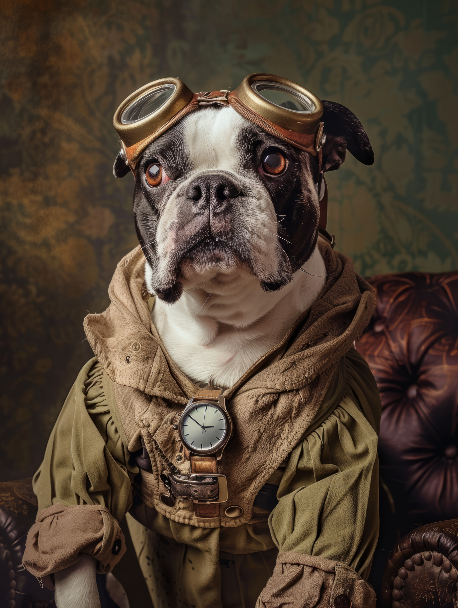 Canvas schilderij van een Boston Terrier 80x120 cm