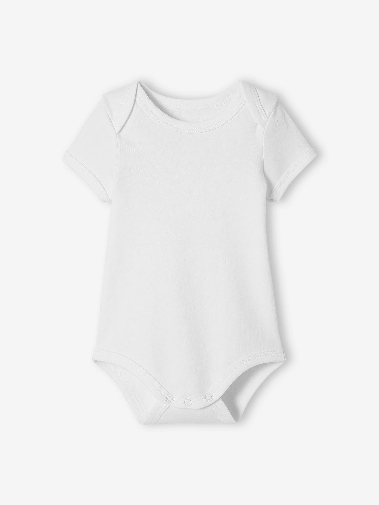 Conjunto de 3 bodies de manga curta com cavas americanas. Coleção BIO, branco claro, bicolor/multicolorido.