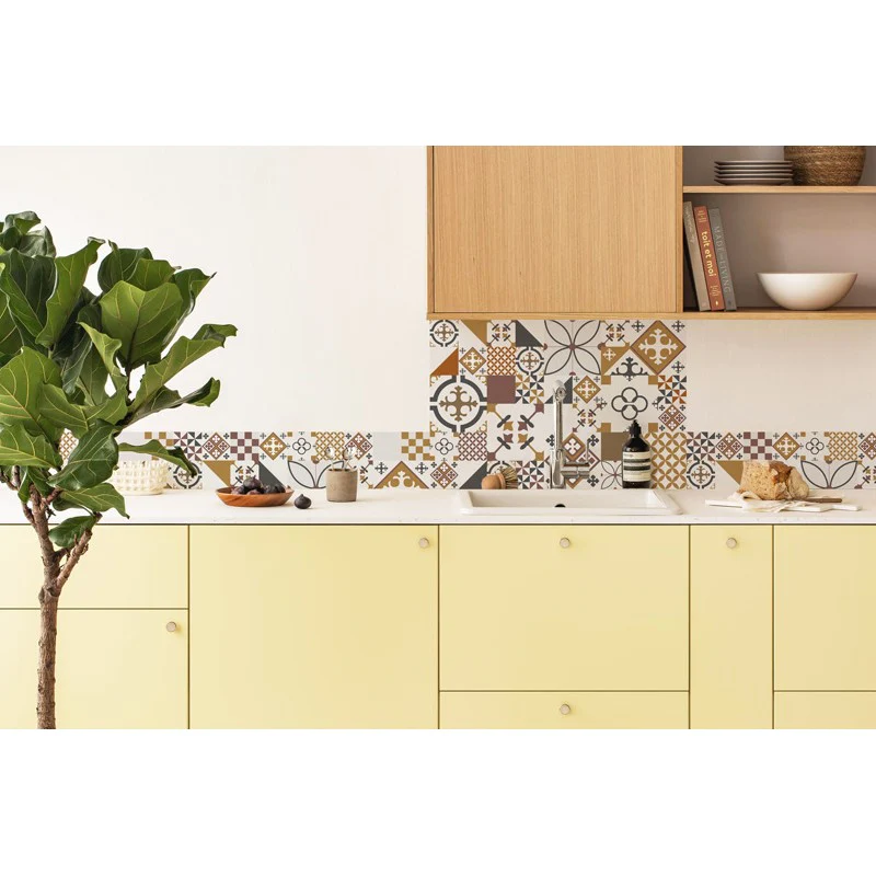 Crédence cuisine Bandeau ALU lot de 2 L100xH 20cm - CIMENT STYLE PECAN