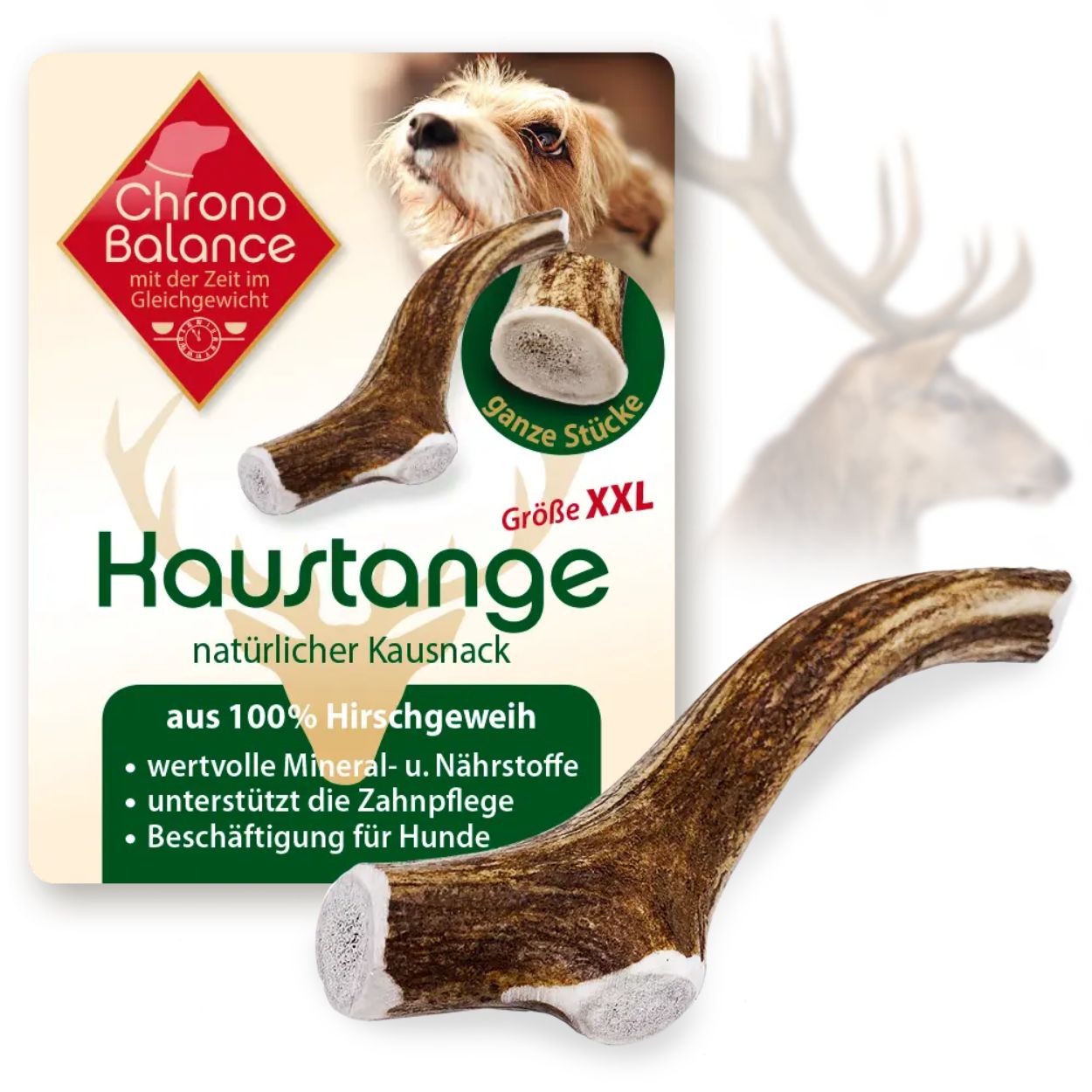 ChronoBalance Rothirsch Geweihstange für Hunde ganze Stücke