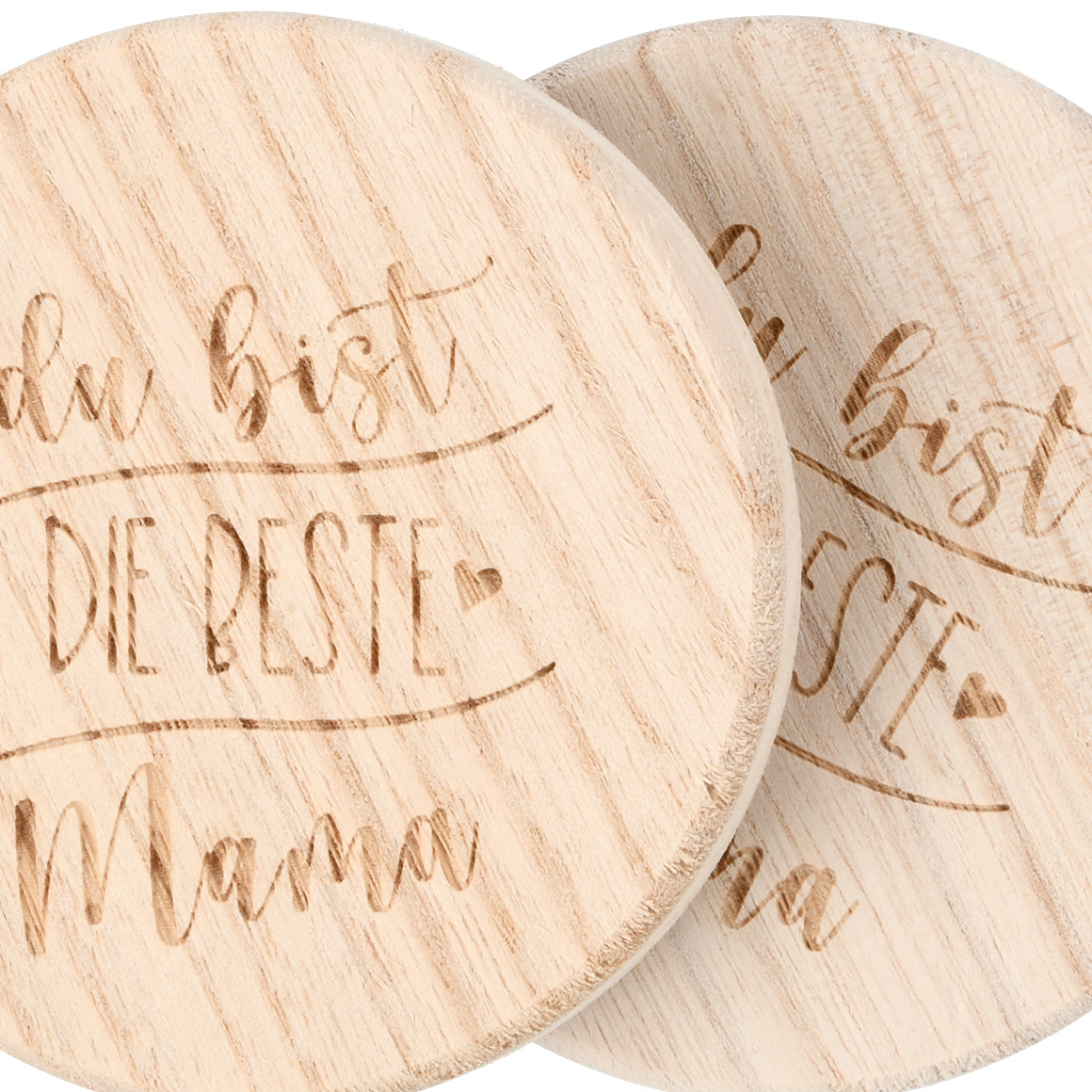 2 Untersetzer aus Holz natur