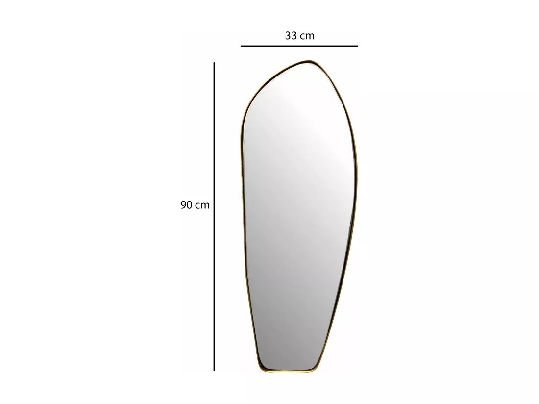 Miroir Murale Métal 33x90 cm Miroir Mur Couloir Grand Doré Asymétrique