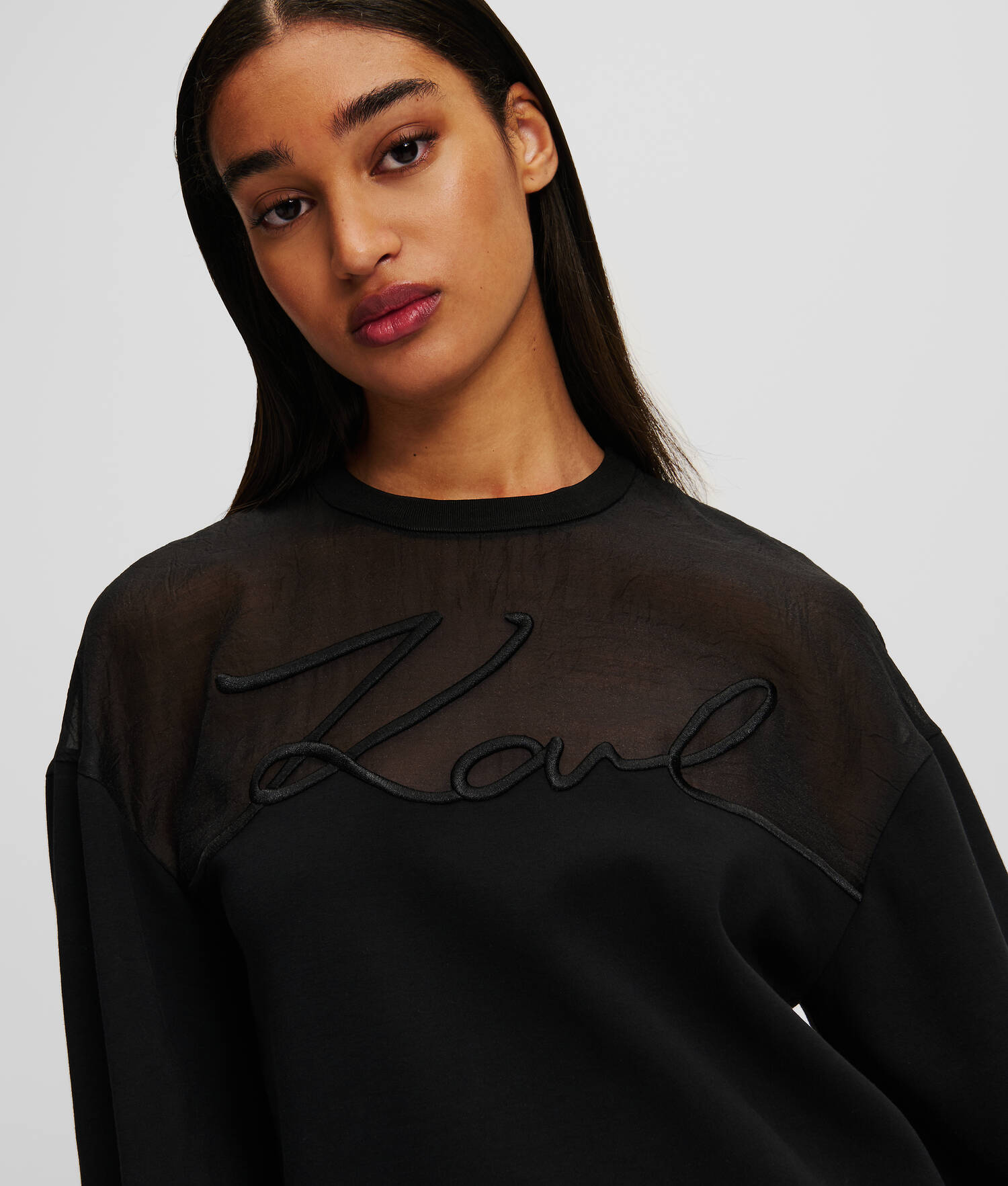 SWEAT-SHIRT EN TISSU MÉLANGÉ KARL SIGNATURE