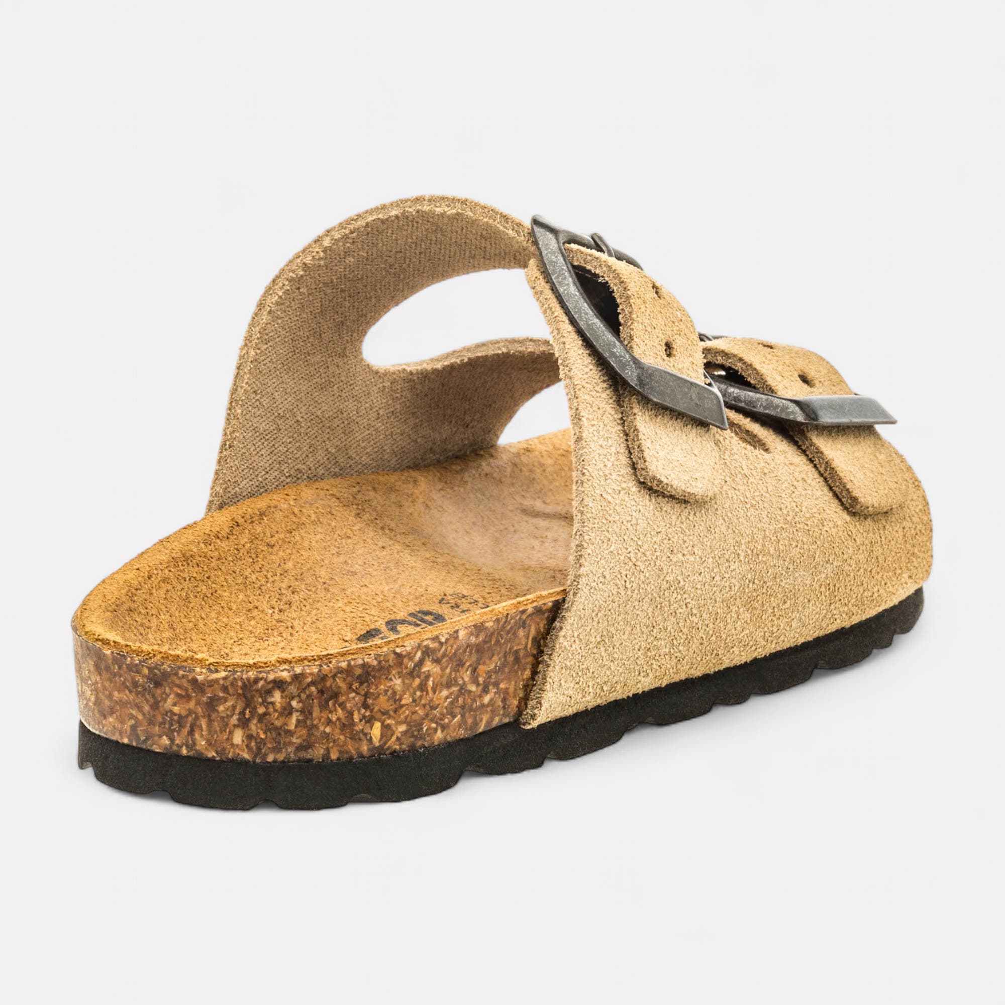 Mules semelle liège Garçon en cuir taupe