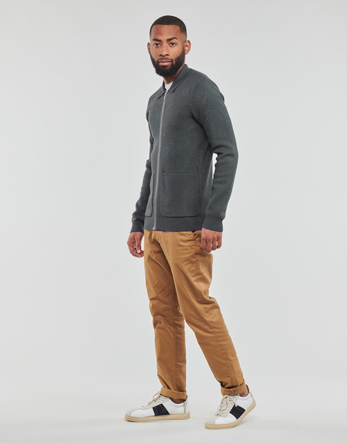 Selected - SLHTORONTO LS KNIT ZIP UP SHIRT - Gris