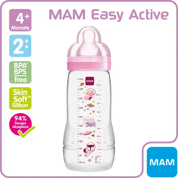 Easy Active Baby Bottle 330ml rosa