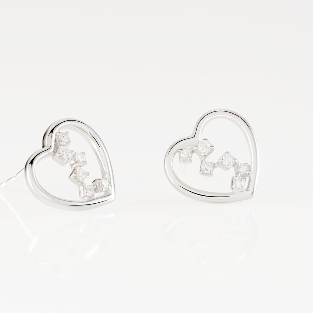 Boucles D'oreilles Puces Modana Or Blanc Diamant