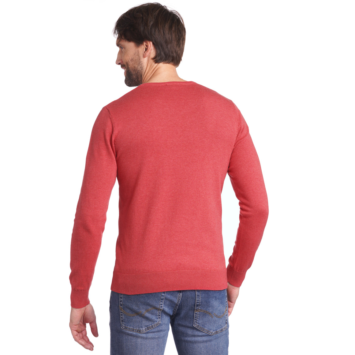 VanVaan Herren Feinstrickpullover mit V-Ausschnitt rot