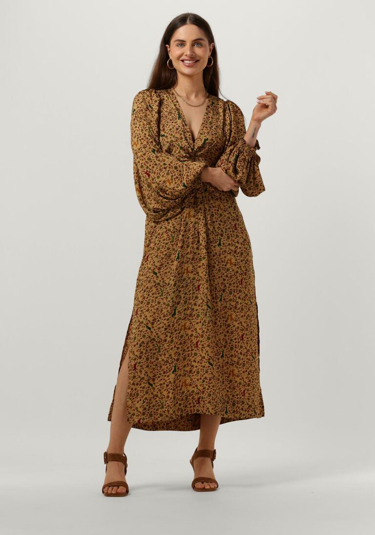 SISSEL EDELBO bruine sissel edelbo midi jurk cherilyn dress
