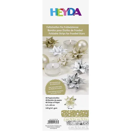 Heyda Faltstreifen für Fröbelsterne 4x12 St. 1,5x60cm gold/silber
