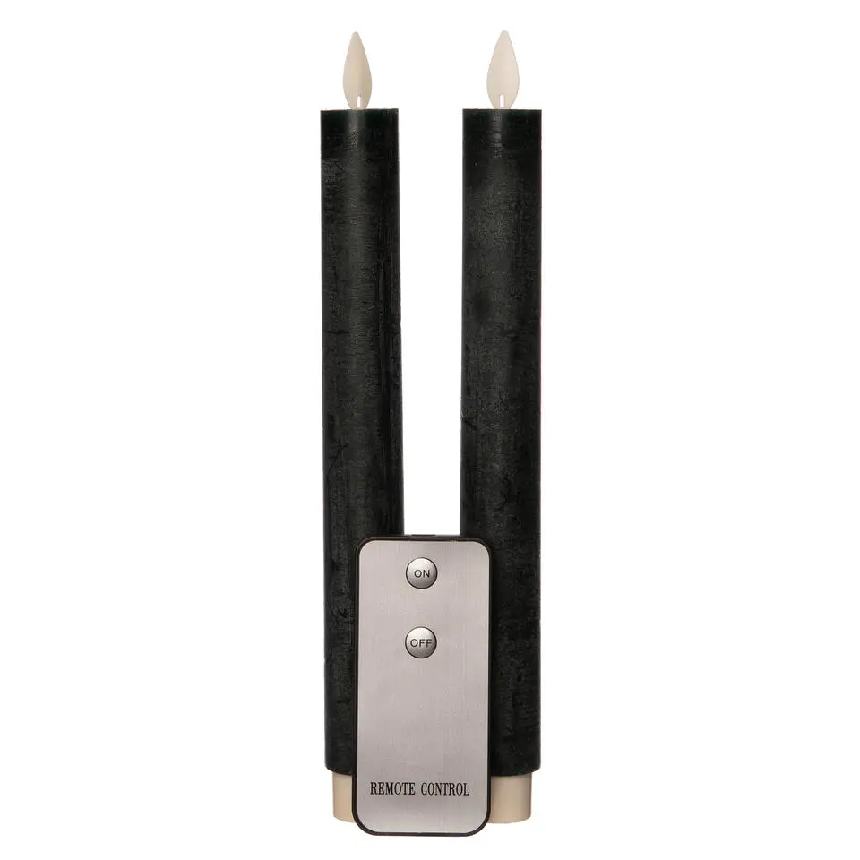 Anna Collection LED dinerkaarsen - 2x - donkergroen - 23 cm