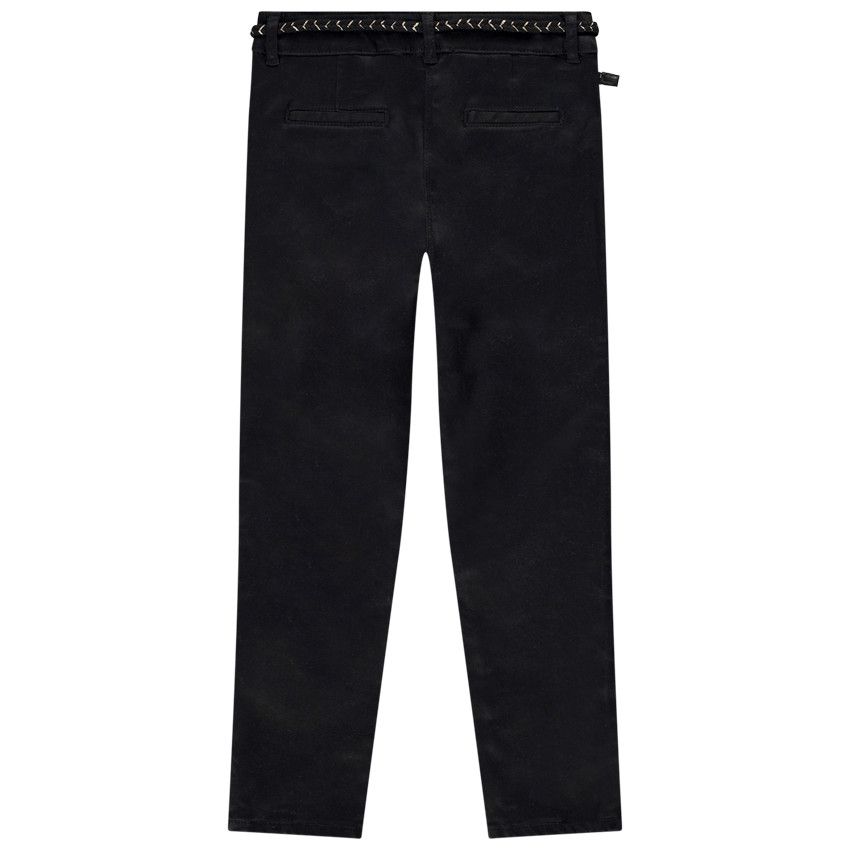 Pantalon slim + ceinture tressée amovible pour fille - Noir
