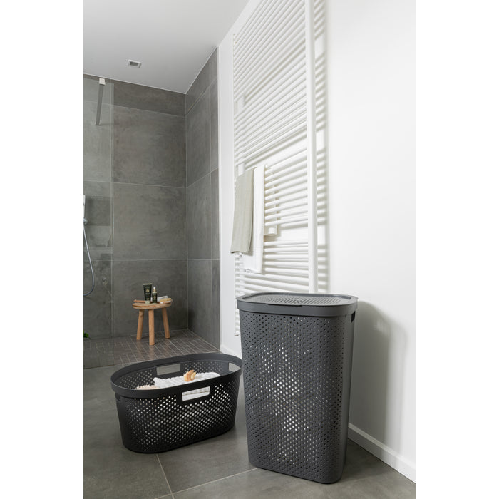 Curver Infinity Recycled Wasmand + deksel 60L - 2 stuks - Grijs