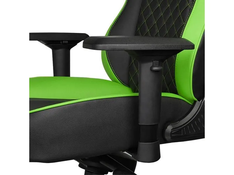 Ttesports GT-Fit 100 - Stol - armstøtter - T-formet - drejeled - aluminium, PVC, stål, kunstig læder, high-density skum - sort, grøn