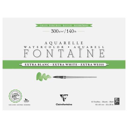 Clairefontaine FONTAINE Aquarellblock Extraweiß, Torchon