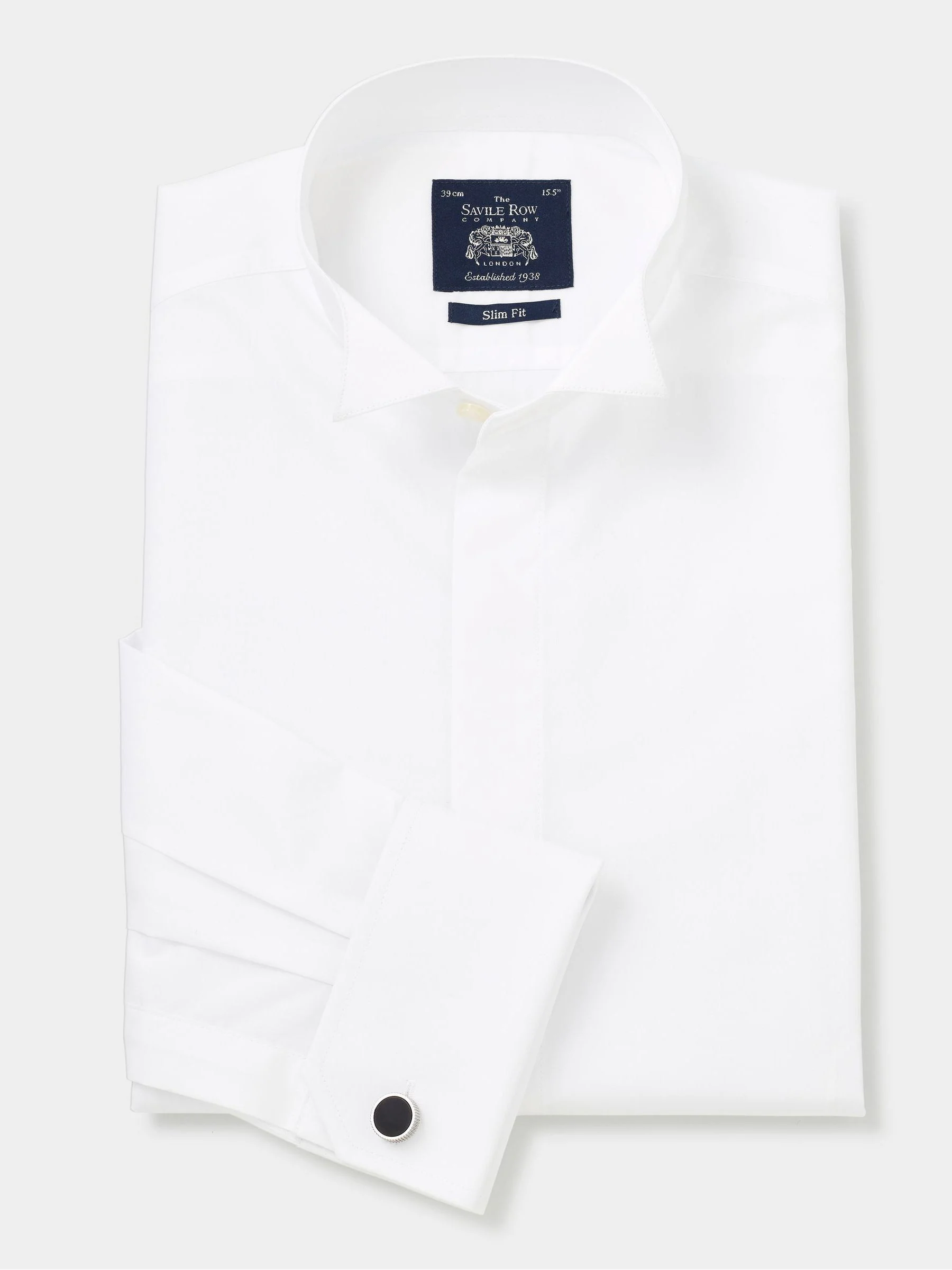 Savile Row Company Slim Fit Cotton White Wing Collar Double Cuff Formal Dress Shirt