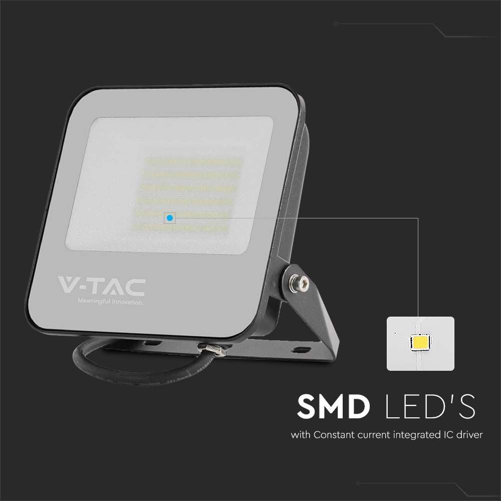 V-TAC VT-4456 - Zwarte LED-schijnwerper - 185lm/w - IP65 - 50W - 9250 lumen - 6500K
