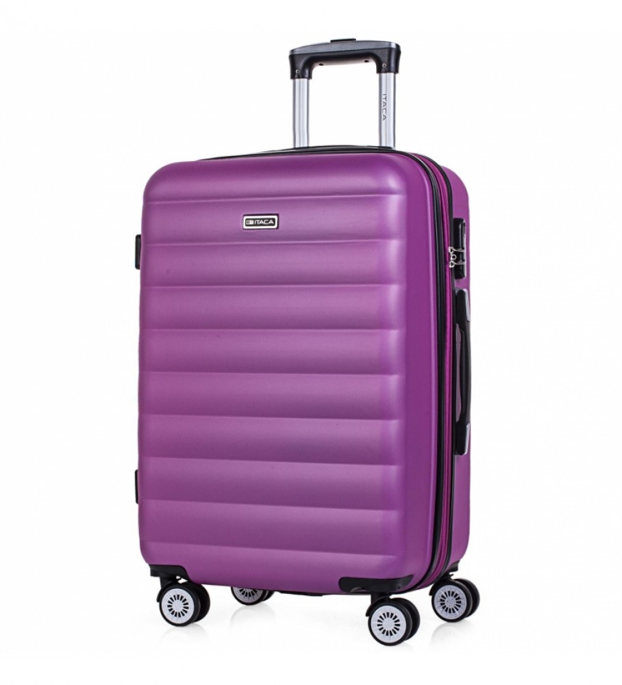Mala de viagem rígida média com 4 rodas ITACA 71260 roxa - 65 x 42 x 26 cm -