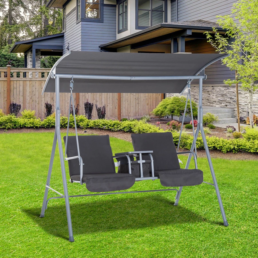Outsunny Gartenschaukel mit Sonnendach grau