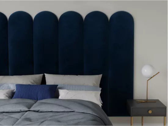 Panneaux muraux tête de lit - 210 cm - Velours - Bleu - JAPI de Pascal Morabito
