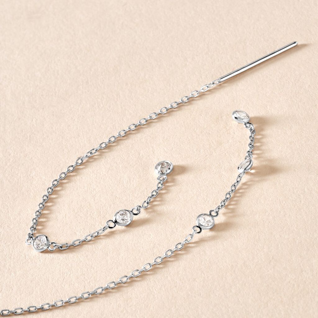 Boucles D'oreilles Pendantes Themis Argent Blanc Oxyde De Zirconium