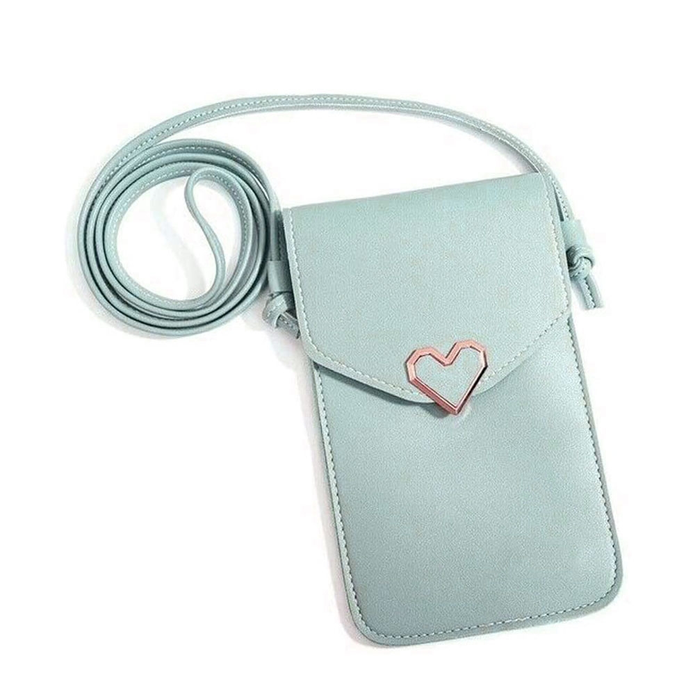 Universal Handy Leder Umhänge Tasche mit Sichtfenster (19x11cm) - Blau