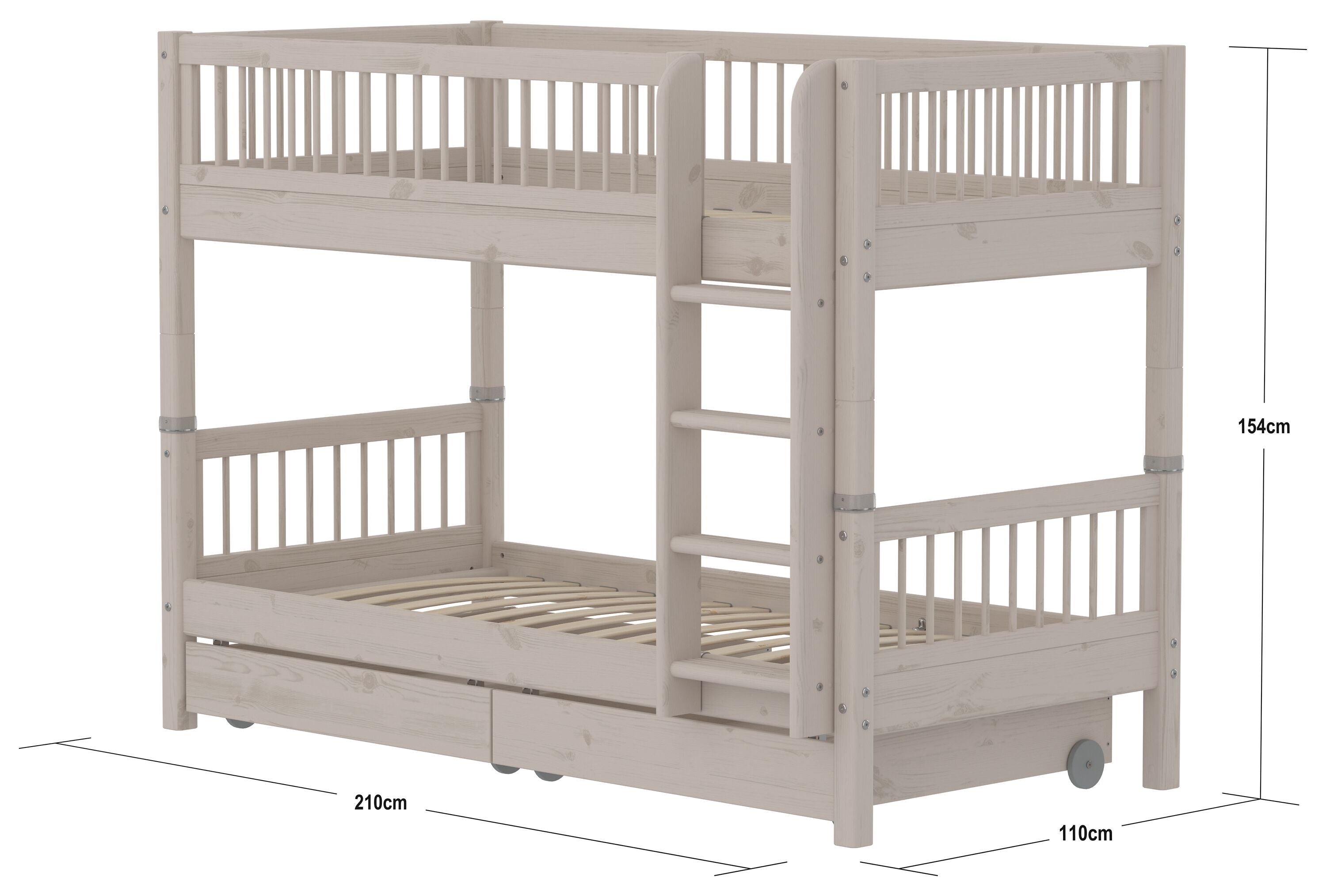 Flexa CLASSIC Leiter gerade Etagenbett - Grau / B: 110.0 cm x T: 210.0 cm x H: 154.0 cm