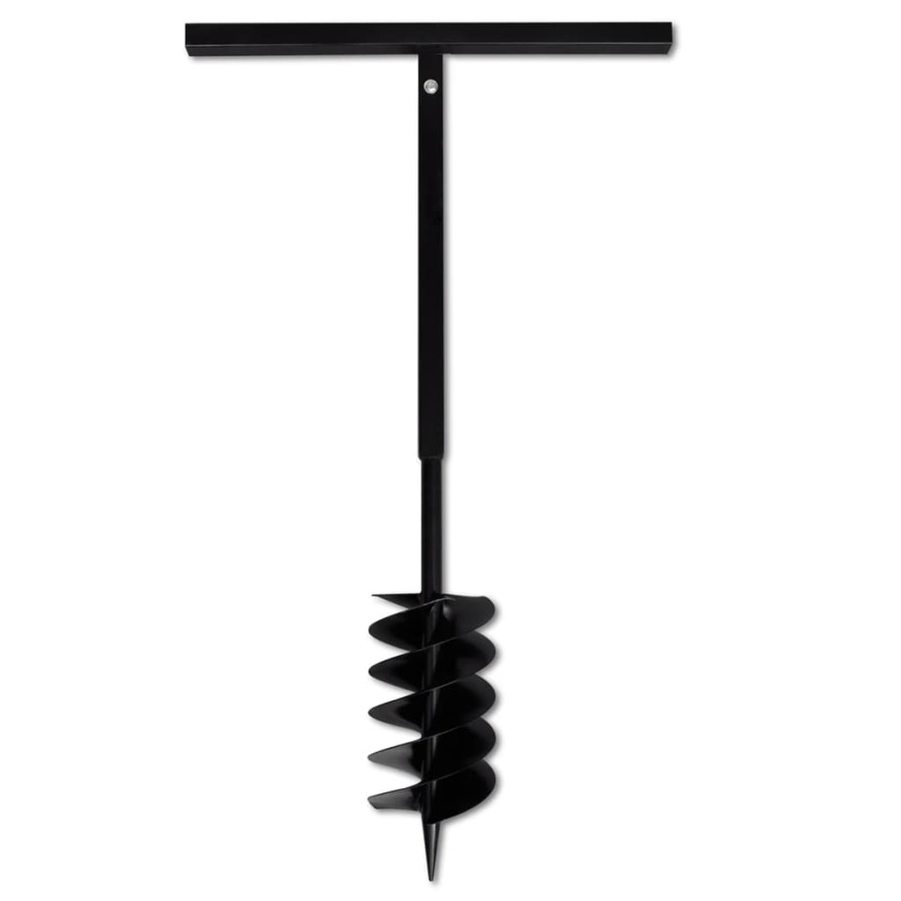 Tarière de sol avec mèche de tarière 150 mm acier noir