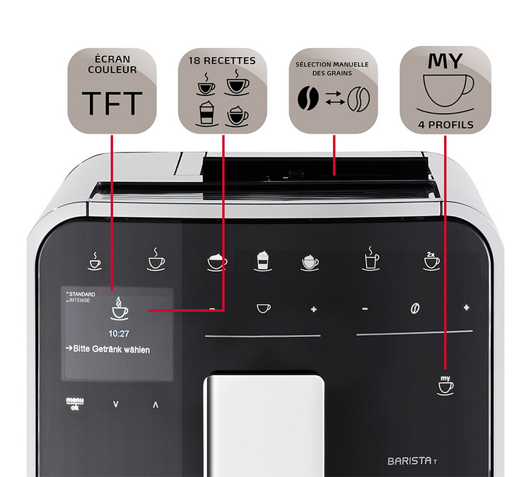 Melitta Barista T Smart Connectée Argent (sans réservoir lait) F831-101 Coloris:Argent