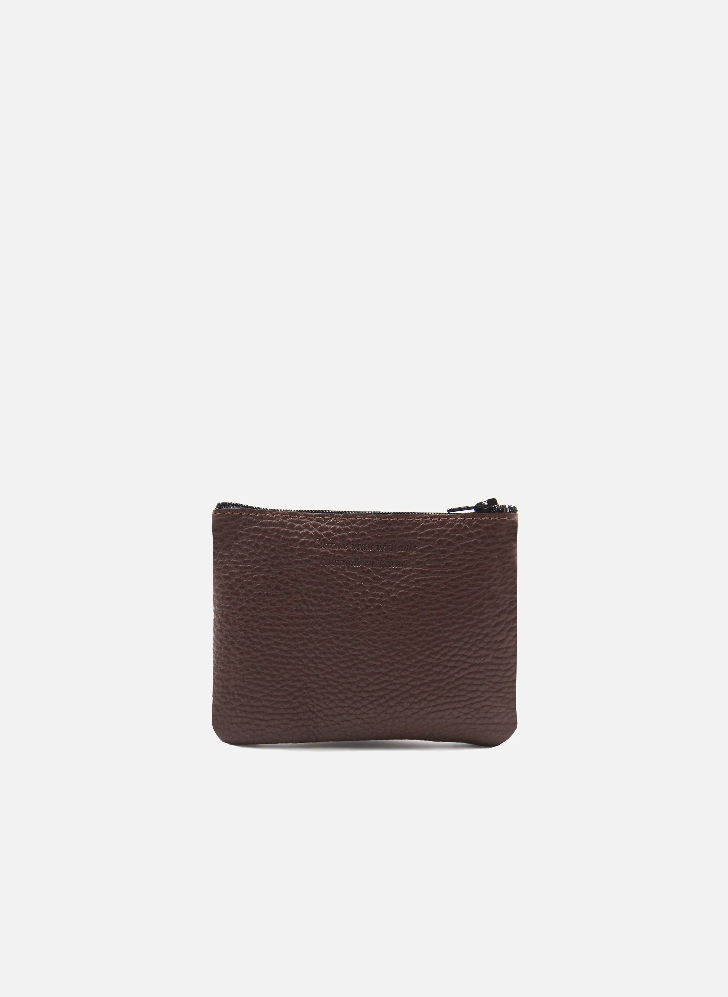 Pochette petit modèle cuir grainé | Marron