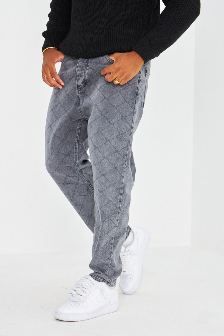 Jeans noir à imprimés losange