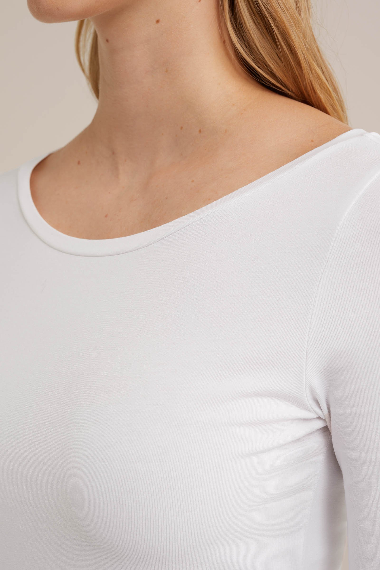 T-shirt van katoenmix WE Fashion Wit