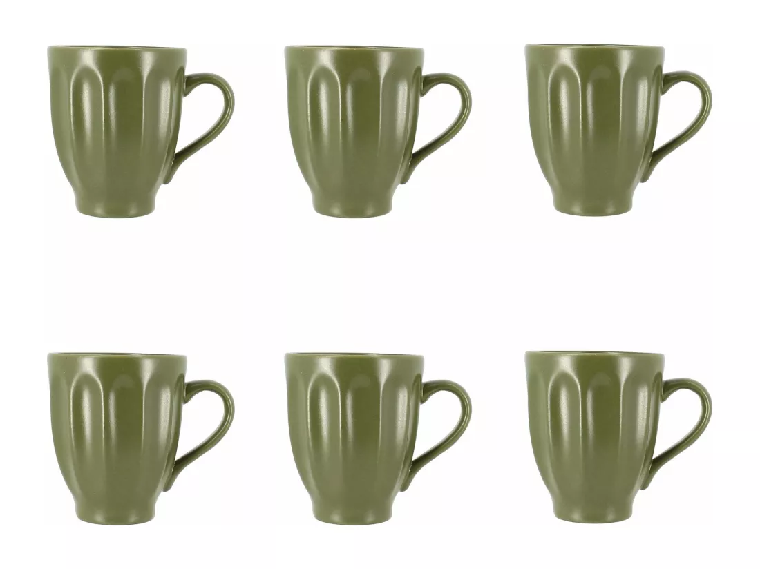 Novastyl - Lot 6 Mugs Bistrot 280ml En Faience Kaki