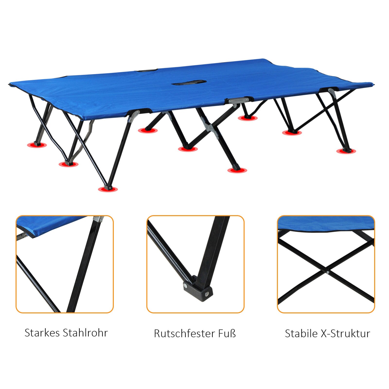 Outsunny Feldbett mit Tragetasche 193L x 125B x 40H cm