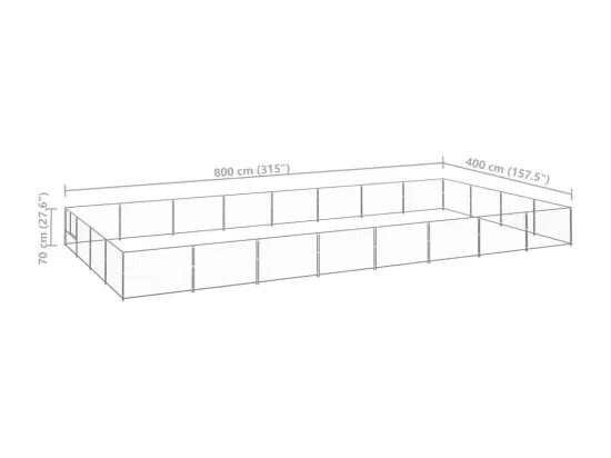 Chenil extérieur cage enclos argenté 800 x 400 x 70 cm 02_0000269