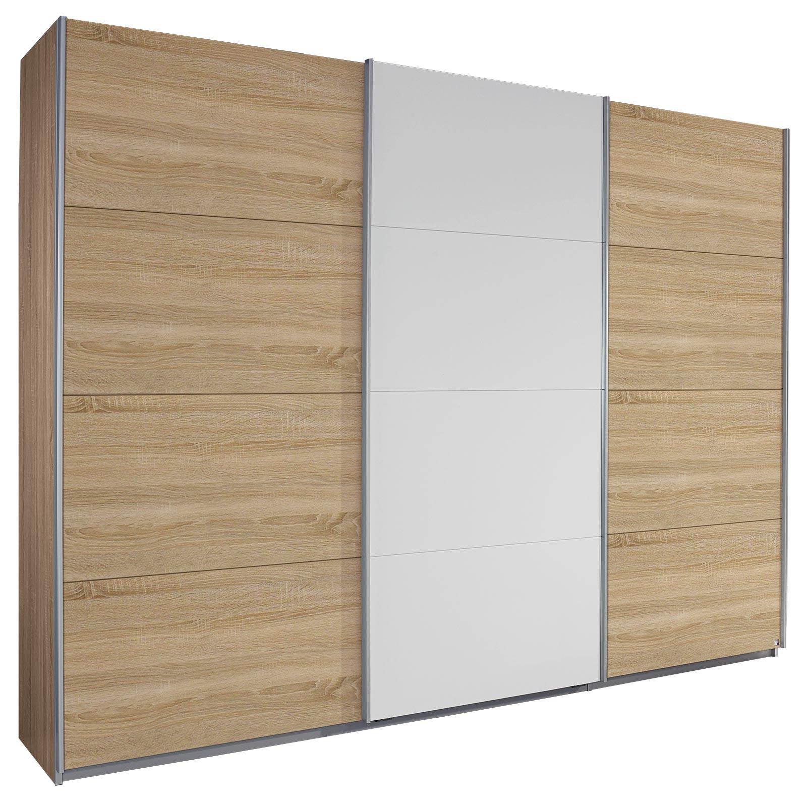 Schwebetürenschrank - alpinweiß - Eiche Sonoma - 271x210 cm