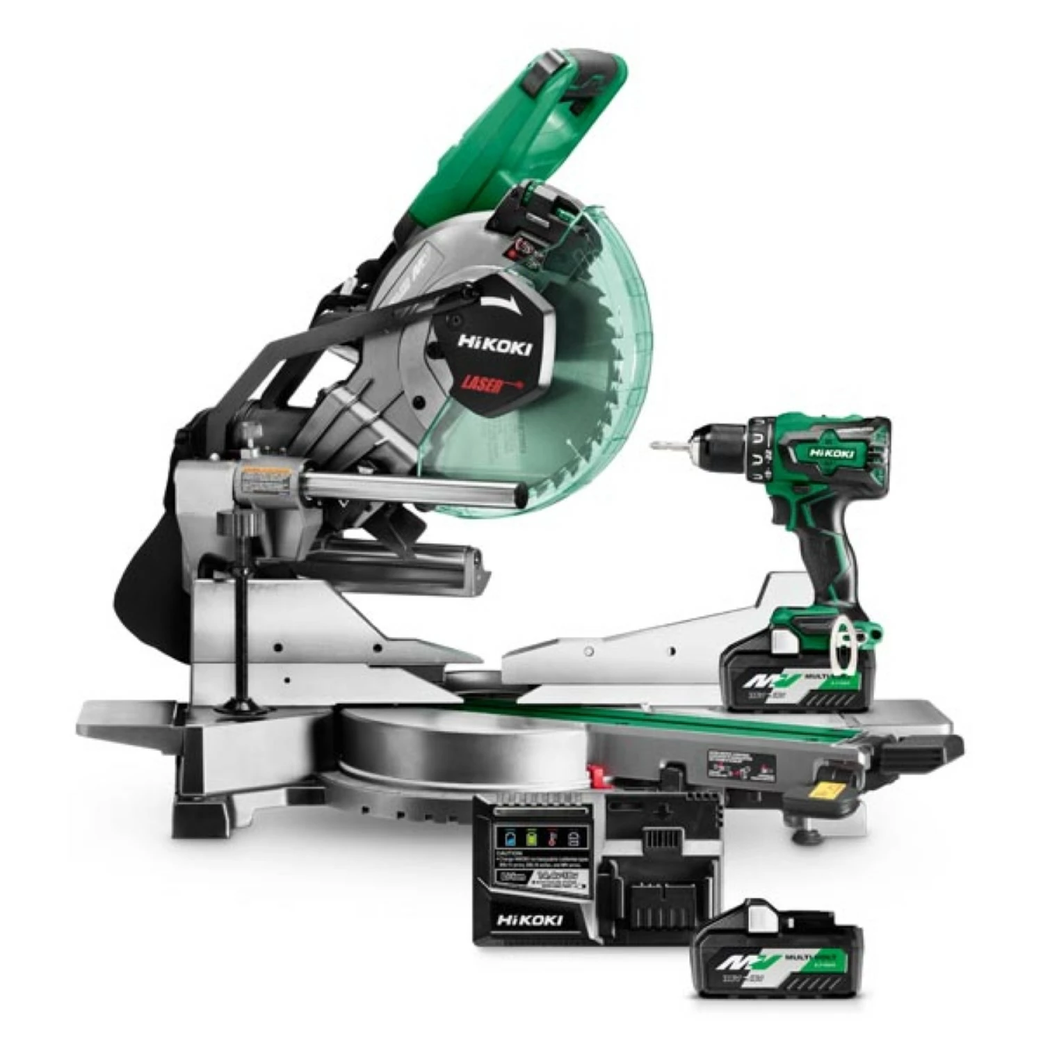 HiKOKI C3610DRAW4PZ 36V Li-Ion Multivolt accu afkortzaag & boor-/schroefmachine combiset (3x 4,0/8,0Ah accu) in HSC - koolborstelloos