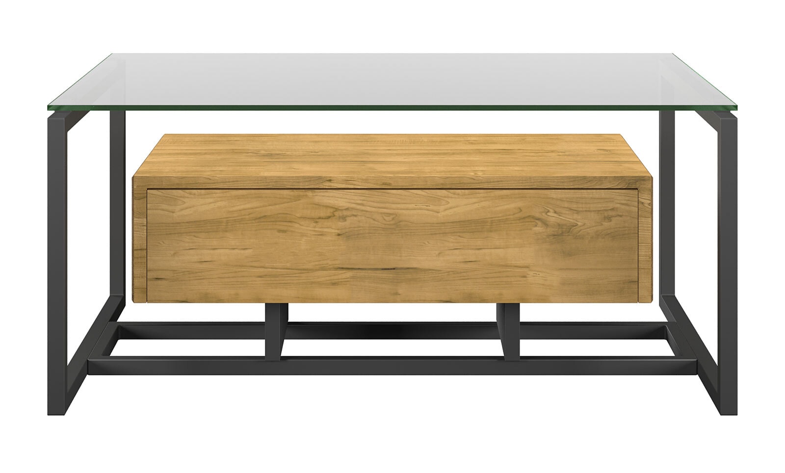 Couchtisch MADRID 60 x 100 cm Metall /Glas /Eiche massiv