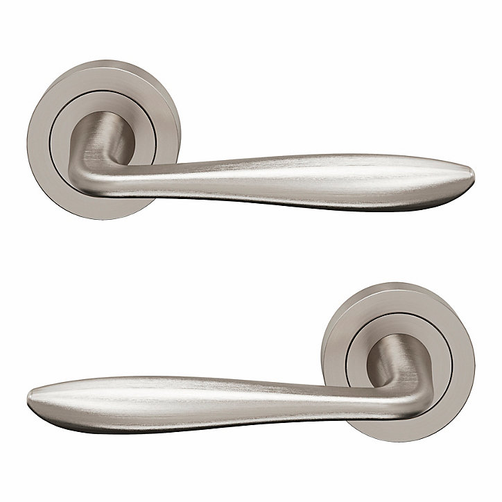 Ensemble poignée sur rosace Incurvé à visser GoodHome Meham effet nickel satin gris Ø52mm