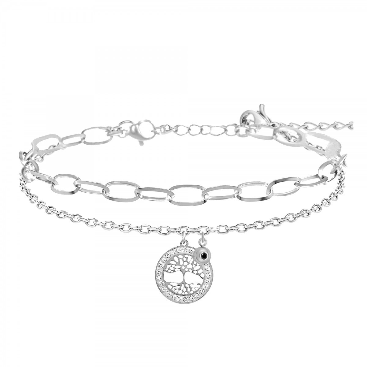 Bracelet arbre de vie SC Crystal orné d'un véritable diamant noir